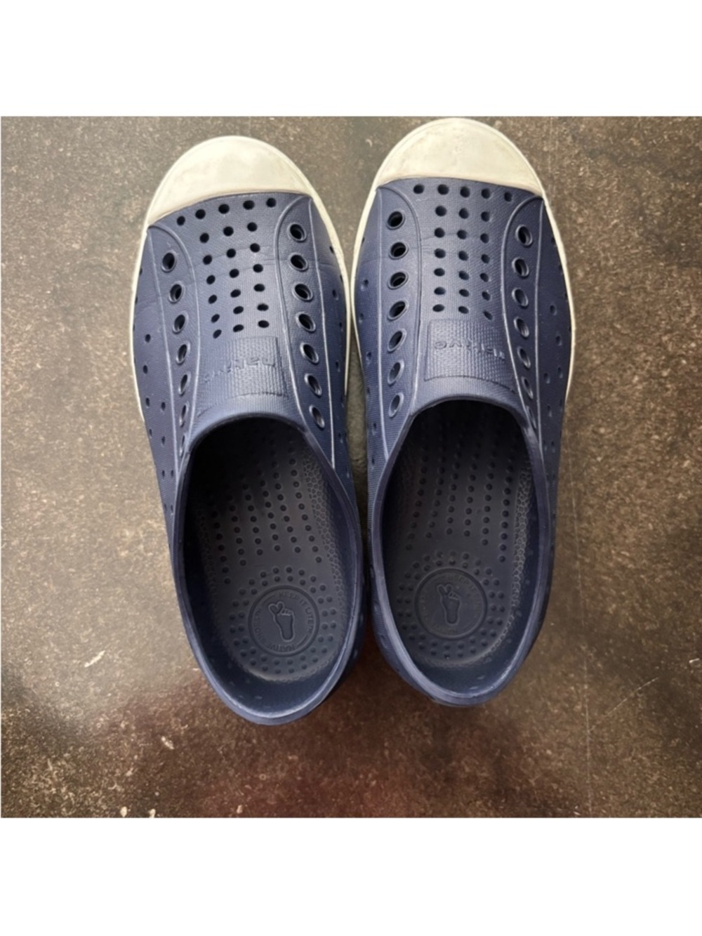 Native Navy Slip-On Water & Earth Shoes with White Toe Cap